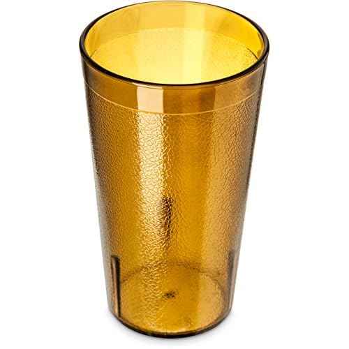 Carlisle FoodService Products Stackable Tumbler Plastic Tumbler with Pebbled Exterior for Restaurants, Catering, Kitchens, Plastic, 13.4 Ounces, Amber, (Pack of 72)