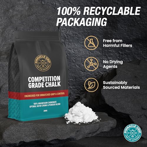 Loose Gym Chalk 200g for Climbing, Weightlifting & Gymnastics - Spill-Proof Pouch