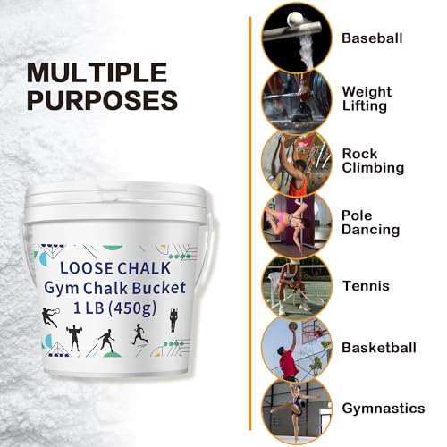 1Lb White Gym Chalk Bucket with Empty Chalk Bag & Spoon - Professional Weightlifting Chalk