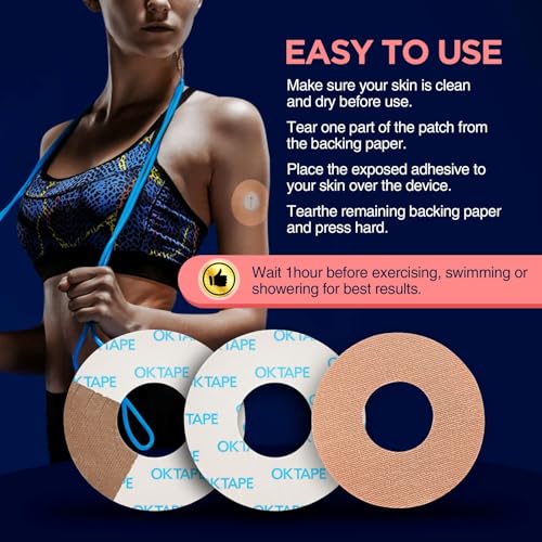 OK TAPE Adhesive Paches for Lib3/G7, Waterproof and Sweetproof Tape, Long Last and Latex Free,30pcs Beige