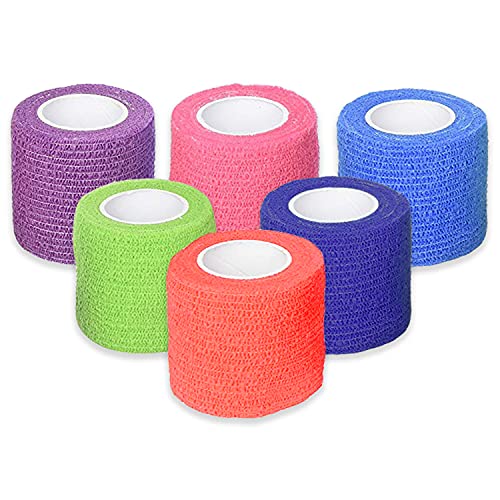 12 Pack Self-Adherent Cohesive Bandages 2" x 5 Yards Rainbow Colors - Latex Free