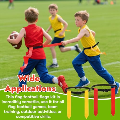 14 Player Flag Football Belts Set with Quick-Release Buckles and Flags