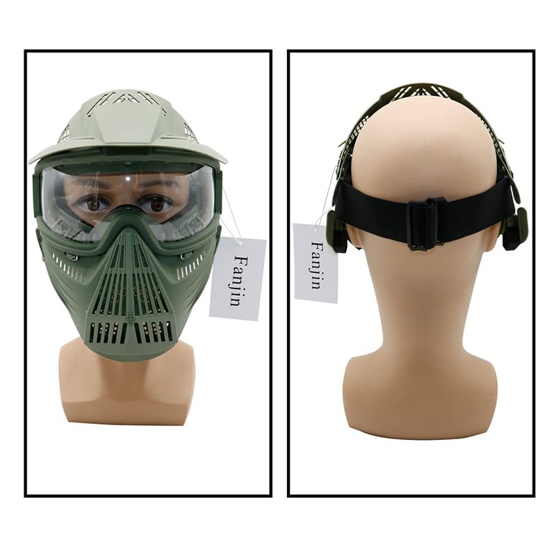 Fanjin Paintball Mask, Airsoft Mask, Tactical Masks Full Face Gear with Goggles Impact Resistant for Hunting CS Survival Games Halloween Cosplay and Outdoor Activities