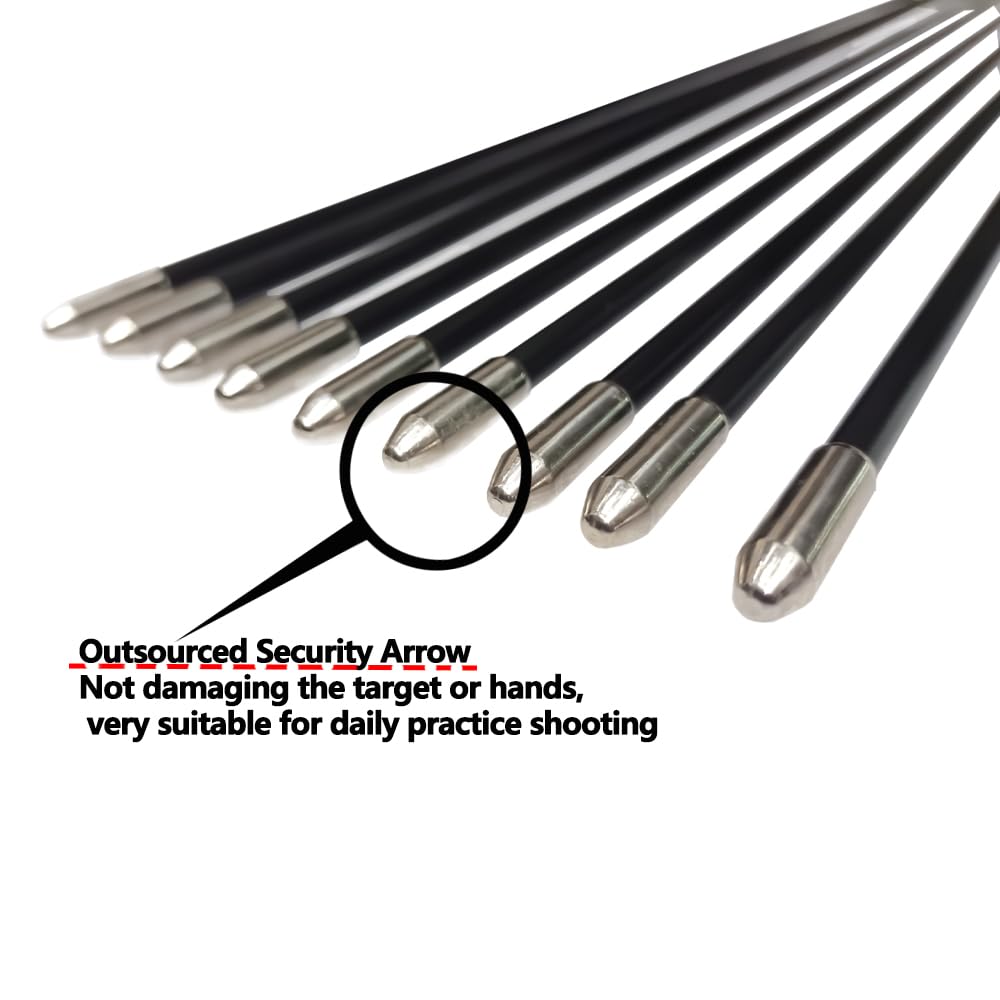 e5e10 28 inch Target Arrows Practice Fiberglass Arrow for Youth Beginner, Safety Blunt Tip Arrows for Archery Recurve Bow Long Bow -12 Pack(Red)