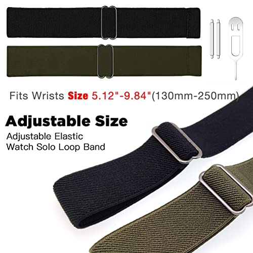 Elastic Watch Bands for Garmin Instinct 3 45mm and Solar - Black + Green