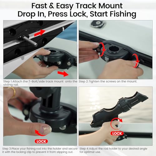 Hitorhike Side Track Fishing Rod Holder Mount 2-Pack for Boats & Kayaks