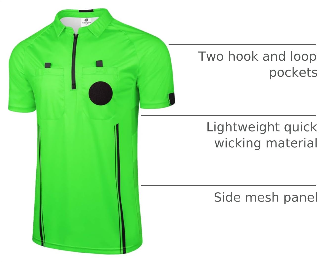 FitsT4 Sports Pro Soccer Referee Jersey Short Sleeve Ref Shirts Green X-Large