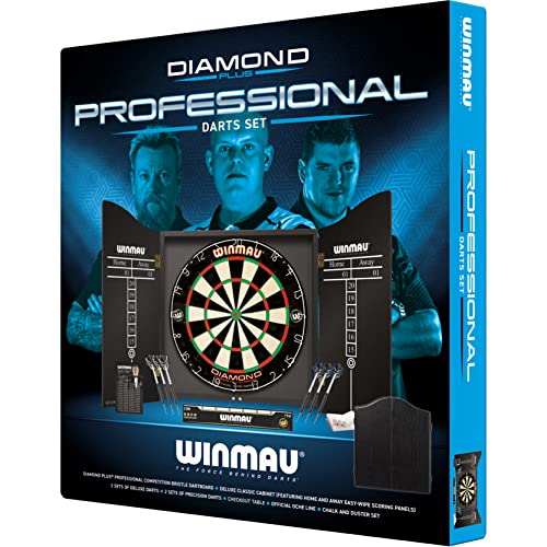 WINMAU Diamond Plus Dart Board Range - Diamond Plus Dartboard, Surround Sets and Cabinet Sets with Darts and Accessories