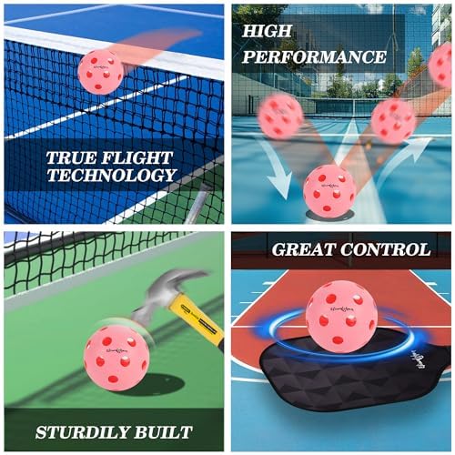 Indoor Pickleball Balls Light Pink 6 Pack - Crack-Resistant USAPA Certified Practice Balls