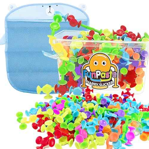 165Pcs Suction Cup Toy Bath Sensory Toys for Kids Genius Suckers Building Toys Party Favor Gift for 3 4 5 6 Year Old Boy Girl Toddler Travel Fidget Window Toy with Storage Organizer