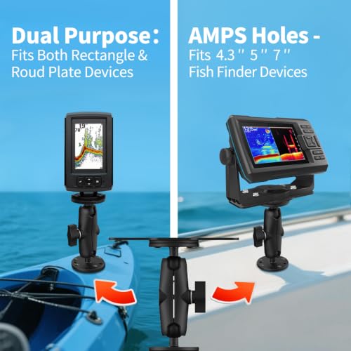 Aluminum Alloy Fish Finder Mount with Dual Plate & 360° Rotation for Marine Electronics