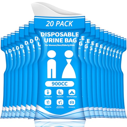 Blue Disposable Urine Bag for Travel 900ML - 20 Pack Portable Pee Bags for Men Women Kids