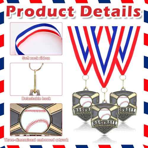 10/20 /30/40 Pcs Award Medals Bulk Sports Medals with Neck Ribbons 2.4 Inch Winner Award Trophy Prize Gift for Sports Themed Party Favors Tournaments School Match