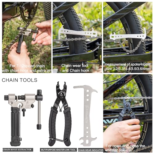 7-Piece Bike Tool Kit for Maintenance and Repair – Chain Rivet Extractor, Crank Puller, Freewheel Turner & More
