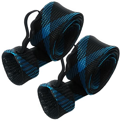 Fishing Rod Sleeves and Covers - Breathable Mesh, Elastic Band, XL Spin, Point End, 2.5" x 67" Black/Blue
