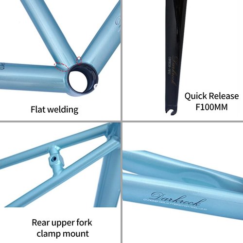 BSFHQS 47 50 53 56cm Road Bike Frameset 700C*23/25C Cr-Mo Steel Frame C Brake Bike Frame Quick Release 100/130mm(Blue,56cm)