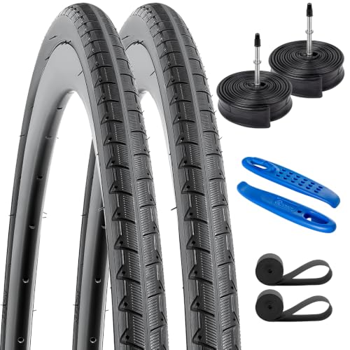 YUNSCM 2-Pair 700C Bike Tires 28x1.5/1-1/8 Black01 for Road & City Bikes