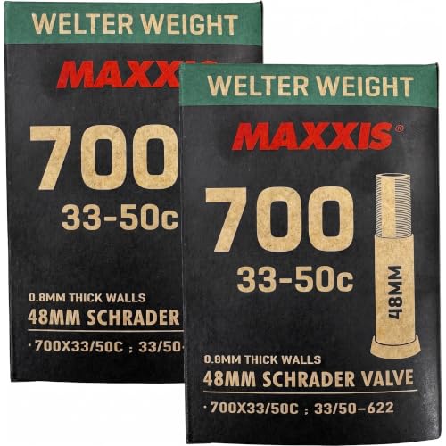 Maxxis 700x33-50mm Heavy Duty Bike Tubes with 48mm Schrader Valve - 2 Pack
