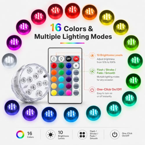 Wireless Waterproof RGB Marine LED Boat Lights - 8 Pack, Remote Control