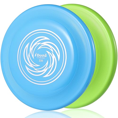Outdoor Sports Flying Disc - 9.3 Inch, 2 Pack, Blue & Green for Beach, Park, Backyard