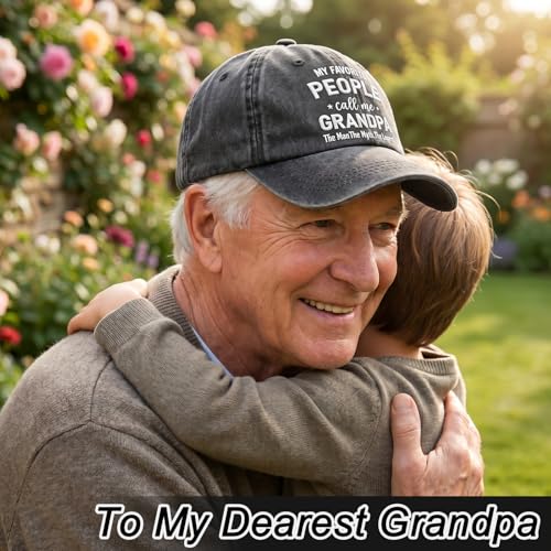 Grandpa Black Embroidered Hat for Men - Gifts for Family and Friends