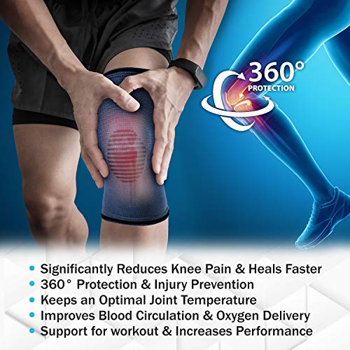 PowerLix Compression Knee Sleeve Men & Women Black Medium - Pain Relief & Support
