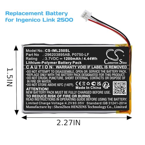 Replacement Battery for Ingenico Link 2500 - 1200mAh Li-Polymer