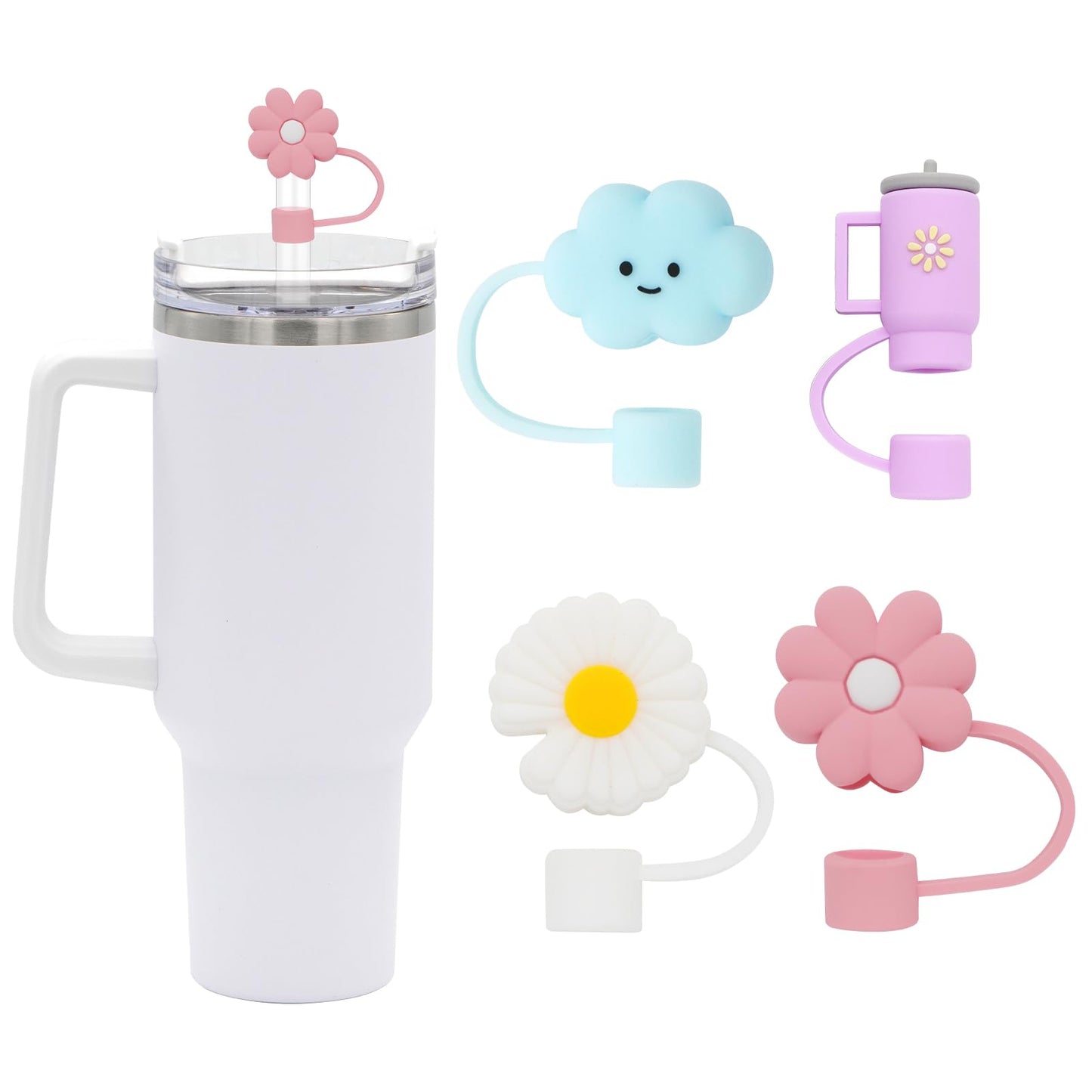 Straw Cover for Stanley Cup, 4Pcs Silicone Straw Topper Compatible with Stanley 30&40 Oz Tumbler, Stanley Cups Accessories (4Pcs-New-A)