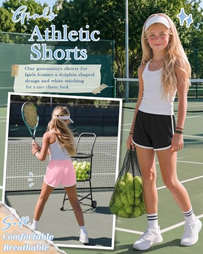 4 Pack Girls' Athletic School Shorts - Comfortable Polyester Cotton Spandex