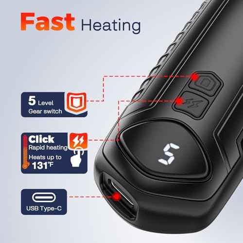 Hand Warmers Rechargeable 2 Pack, Electric Hand Warmer, 2-Second to 131¡ÆF with 5 Heat Levels, USB-C Portable Pocket Heater Handwarmers, UL Certified for Camping, Hunting, Gifts for Women Men