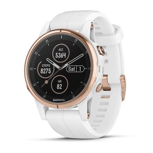 Garmin Fenix 5s Plus, Smaller-Sized Multisport GPS Smartwatch, Features Color TOPO Maps, Heart Rate Monitoring, Music and Garmin Pay, White/Rose Gold (Renewed)