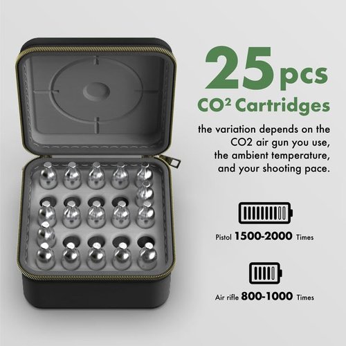 SHBC 12g Co2 Cartridges Case Safe for Airsoft Pistol Hunting BB Gun Silent Travel Organizer Holder Compatible with Crosman Umarex, Protect Bullets,Black