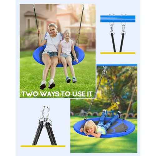43" Saucer Tree Swing for Kids Adult, 700lbs Weight Capacity, Waterproof Flying Saucer Swing with Adjustable Hanging Straps, Swing Seats for Backyard Outdoor Indoor Playground, Blue