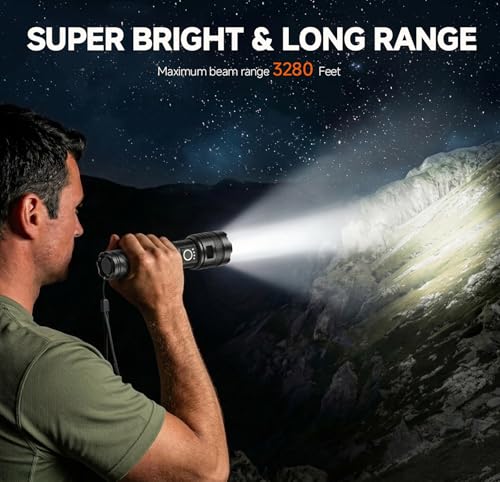 High Lumens Rechargeable Flashlights 99,000 Lumens 2 Pack - Waterproof & Long Runtime