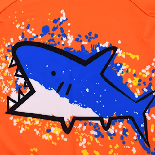 Kids Short Sleeve Dinosaur Rash Guard Swimwear Set - 5-6 Years Orange