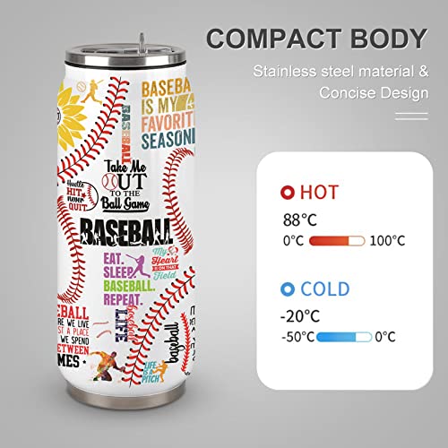 Baseball Tumbler Cup Travel Mug With Lid,Baseball Lover Birthday Gifts Stainless Steel Vacuum Coffee Mug Cup Baseball Gifts For Women Men 17 Oz