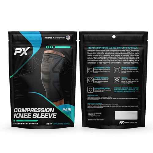 PX Compression Knee Brace for Women & Men, 2 Pack Knee Brace for Meniscus Tear, Torn ACL, Running Workout, Sports - Black Machine Washable Knee Support Sleeve for Arthritis Pain Relief ? XXXL Pair