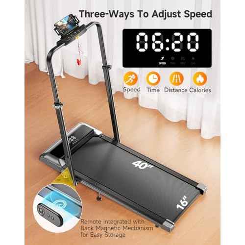 Walking Pad Treadmill with 12% Incline, 6 in 1 Folding Treadmill with Adjustable Handle Bar for Home/Office, Under Desk Treadmills Portable Walking Pad with App, Remote Control & LED Display