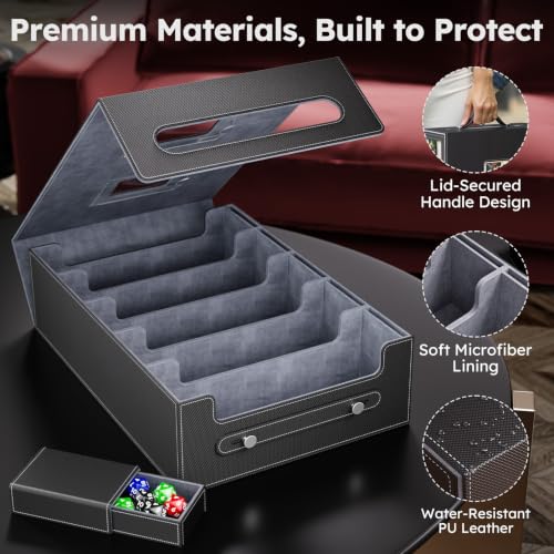 Trading Card Storage Box 4300+ Capacity with Magnetic Lid - Black/Grey