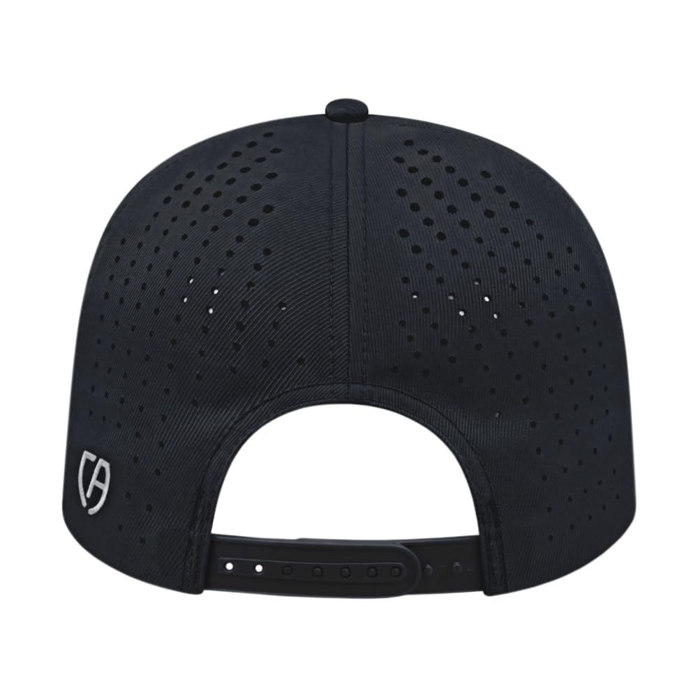 Cap America i8533 2-Pack Flexfit 110 Perforated Performance Snapback Mid Profile 6-Panel Cap w/UV Guard & Adjustable Snapback (Black)