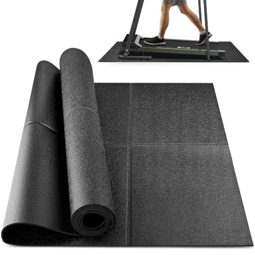 72.1 x 31.4 Inch Foldable Rubber Treadmill and Exercise Bike Mat Waterproof