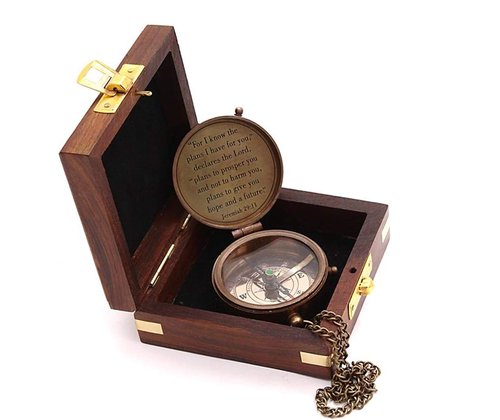 For I Know The Plans I Have For You, Jeremiah 29:11, Solid Brass Directional Engraved Compass, Baptism Gifts for Boys Girls, First Communion, Christian Gifts for Men, First Confirmation Gifts for Boys