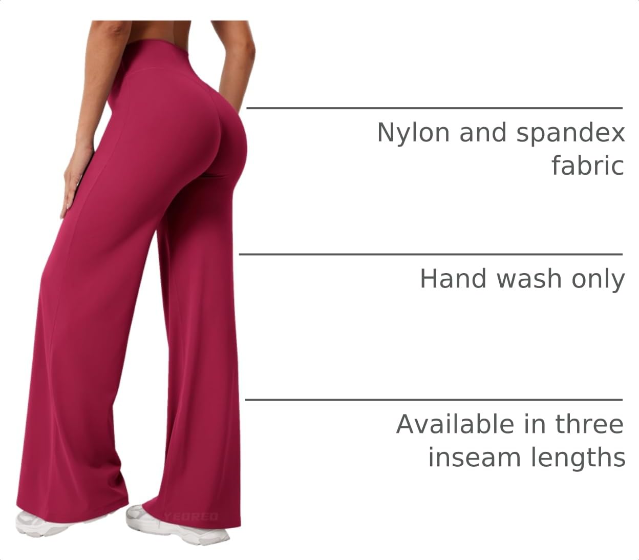 YEOREO Workout Womens Straight Leggings 31.5" Eddiy Yoga Pants Ruby Red S