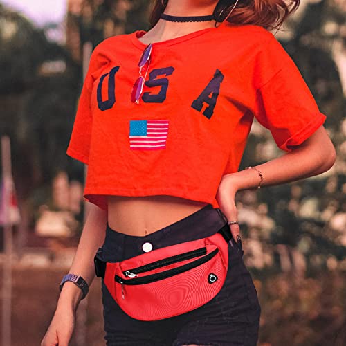 Water-Resistant Unisex Fanny Pack Belt Bag 2 Pack Black and Red
