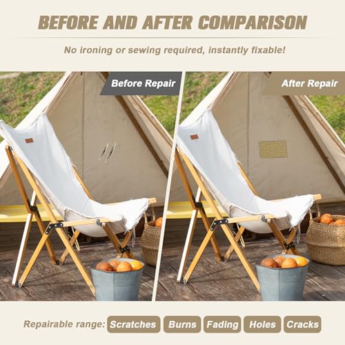 Self-Adhesive Canvas Repair Patches for Outdoor Gear - Light Gray, 4 x 79 Inches