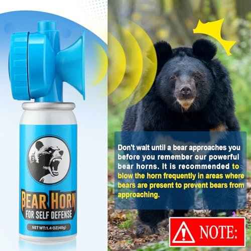 1.4oz Bear Horn Self Defense 123dB Loud Air Horn Audible up to 1/2 Mile Safety Air Horn for Wild Animals Bear Alarm for Hiking Climbing Camping and Outdoor Protection