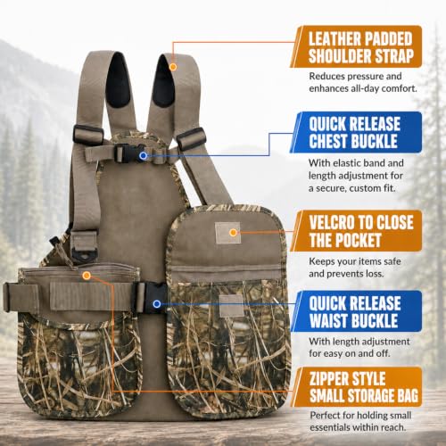 Upland Bird Hunting Vest with Game Pouch - Waterfowl Camo Tactical Backpack