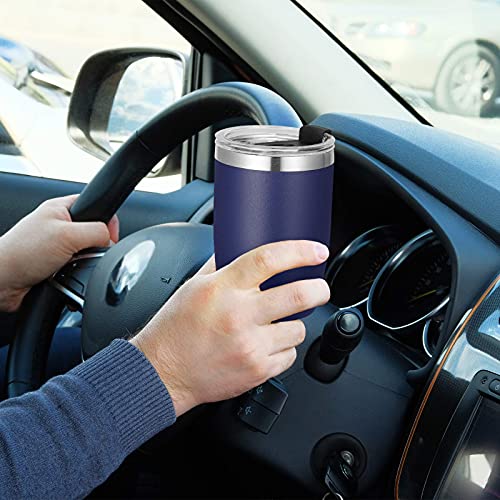 Navy Blue 12 oz Stainless Steel Travel Tumbler with Lid & Straw - Reusable Double Wall Insulated Kids Mug