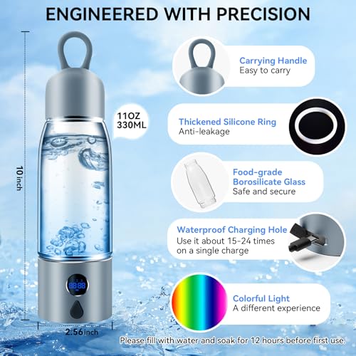 Hydrogen Water Bottle with 3 Modes, 5000 PPB, Rechargeable & Portable