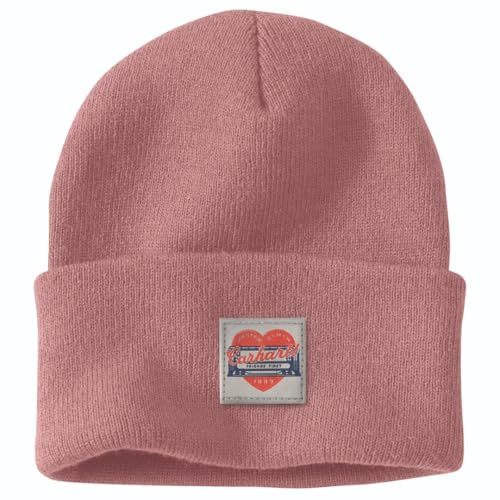 Carhartt Women's Knit Heart Patch Beanie - One Size Rose Tint